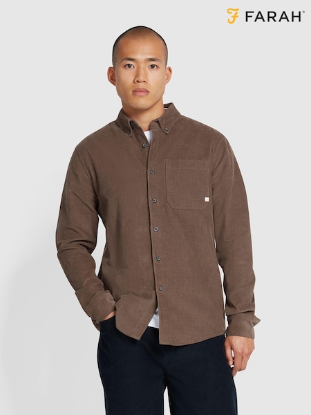Farah Grey Spencer Long Sleeve Corduroy Shirt (E93611) | €142