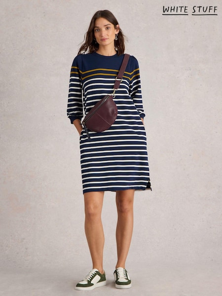 White Stuff Blue Amy Stripe 100% Cotton Dress (E93619) | €43.50