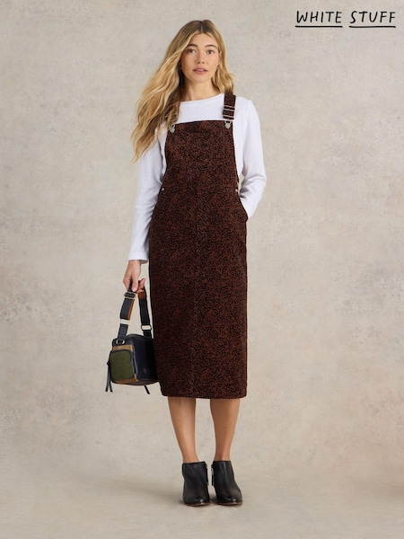 White Stuff Black Emmie Organic Cord Midi Pinny Dungarees (E93624) | €53