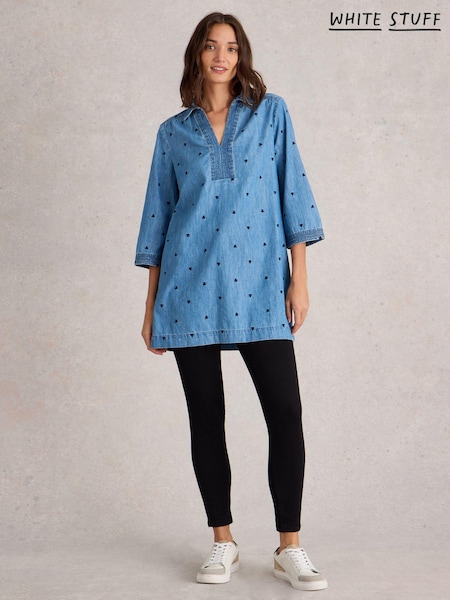 White Stuff Blaire Denim Embroidered Tunic (E93641) | ‏201 د.إ.‏