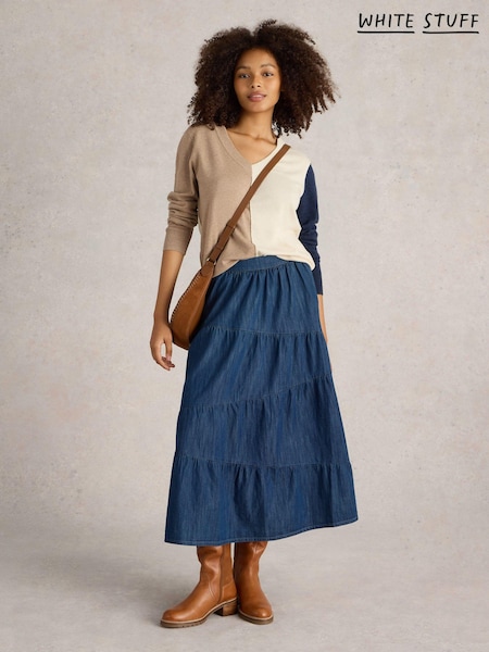 White Stuff Blue Jenna Denim Tiered Skirt (E93645) | OMR19