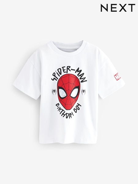 White Spider-Man Short Sleeve Birthday T-Shirt (12mths-8yrs) (E93661) | € 16 - € 18