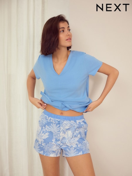 Blue Palm Short Set Pyjamas (E93663) | Rp 455,000