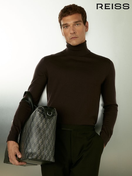 Tumma Bordeaux - Reiss Caine Slim Fit Merino Wool Roll Neck Jumper (E93676) | €154