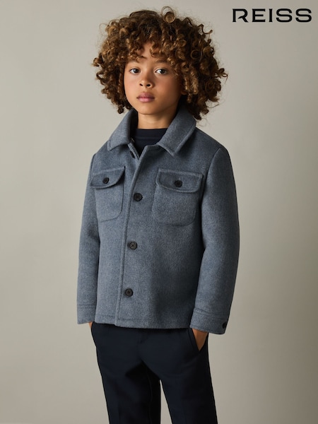 Airforce أزرق - Reiss Liam Removable-Hood Brushed-Twill Overshirt (E93688) | ‏403 د.إ.‏
