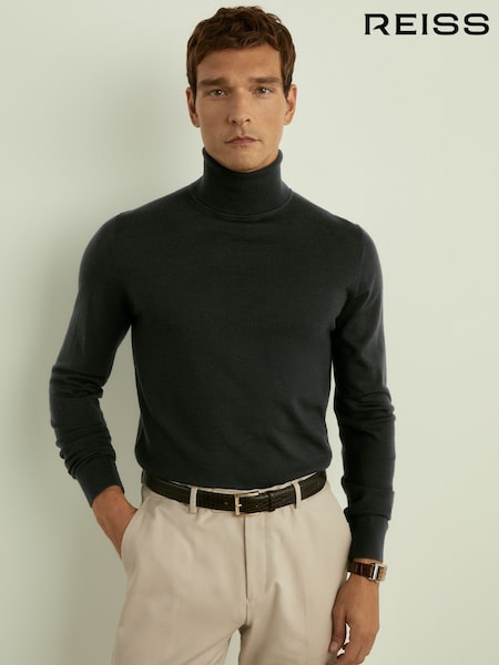 Reiss Dark Military Green Caine Merino Roll-Neck Jumper (E93704) | €70