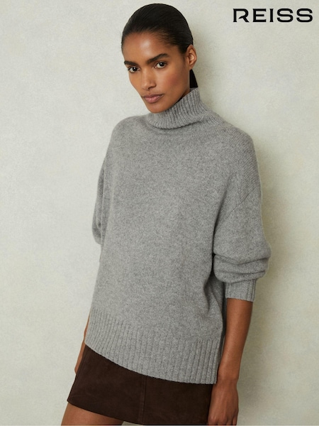 Reiss Grey Marl Corrine 100% Cashmere Roll Neck Jumper (E93709) | €145