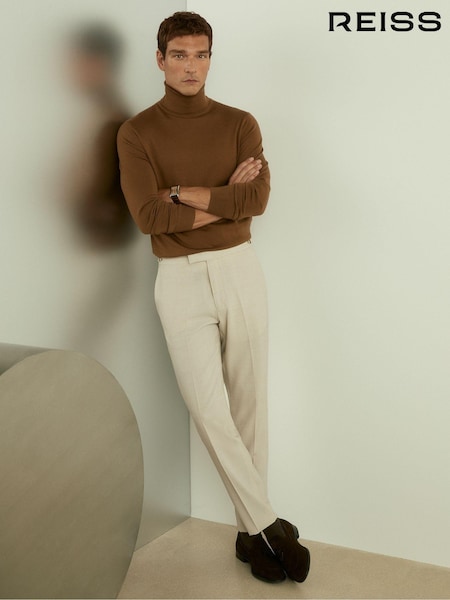 Reiss Tobacco Brown Caine Merino Roll-Neck Jumper (E93716) | 720 QAR