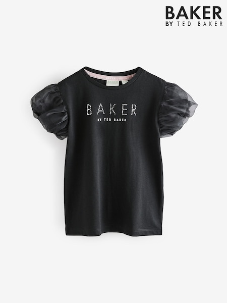 Baker by Ted Baker Organza Sleeve Hotfix 100% Cotton T-Shirt (E93727) | 1,081 UAH - 1,322 UAH