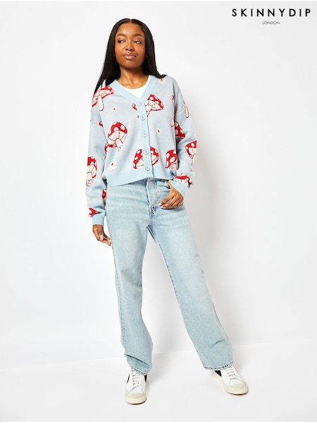 Skinnydip Red Mushroom Knit Cardigan in Blue (E93849) | 261 LEI