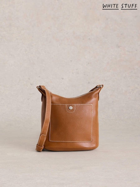 White Stuff Brown Mini Fern Leather Cross-Body Bag (E93862) | $86