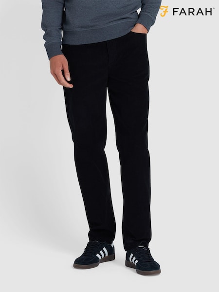 Farah 100% Cotton Elm Corduroy Black Trousers (E93865) | €47.50