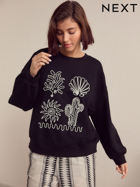 Black/White Cornelli Sweatshirt (E93904) | AED134