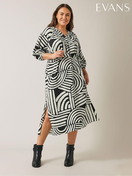 Evans Abstract Swirl Print Midi Dress (E93932) | 131 QAR