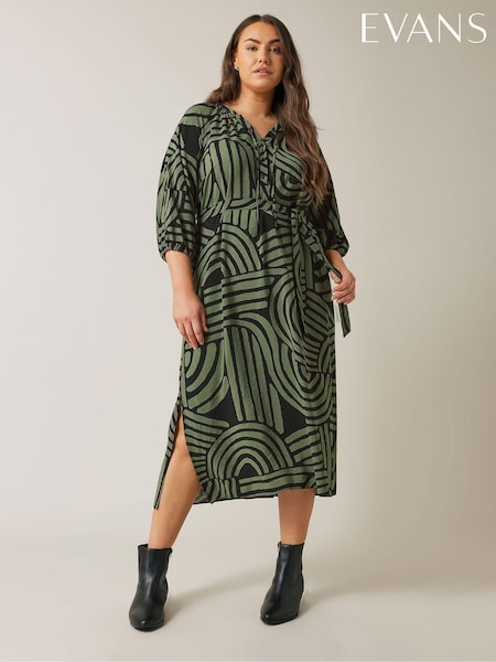 Evans Abstract Swirl Print Midi Dress (E93935) | 131 QAR