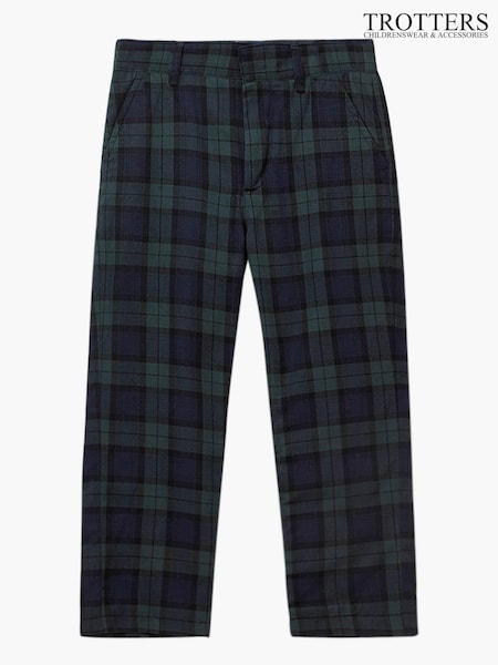 Trotters London Blue Tartan Donald 100% Cotton Trousers (E93947) | €86 - €92