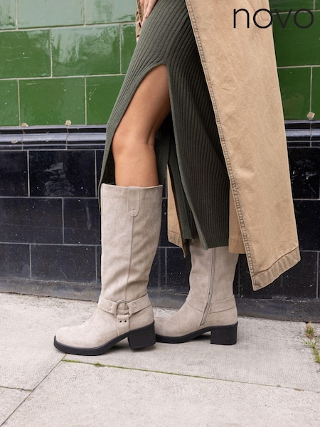 Novo Natural Delaware Harness Biker Knee Boots (E94041) | €90