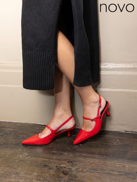 Punainen - Novo Ispra Slingback Mary Jane Point Court Shoes (E94078) | €57