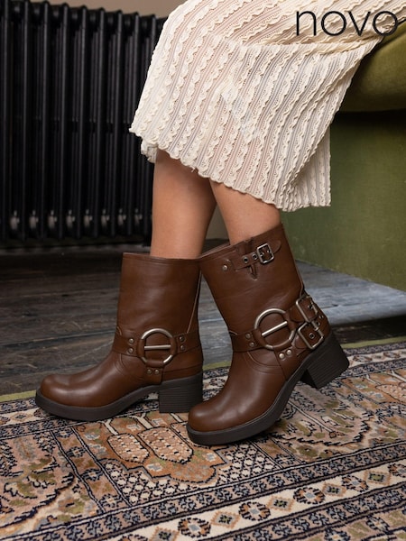 Novo Brown Dafra Harness Biker Ankle Boots (E94079) | €69