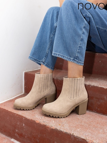 Novo Natural Regular Fit Harlequin Chelsea Heeled Unit Boots (E94081) | €57