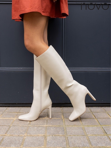 שמנת - Novo Zodiak Square Toe Knee High Boots (E94160) | ‏327‏₪
