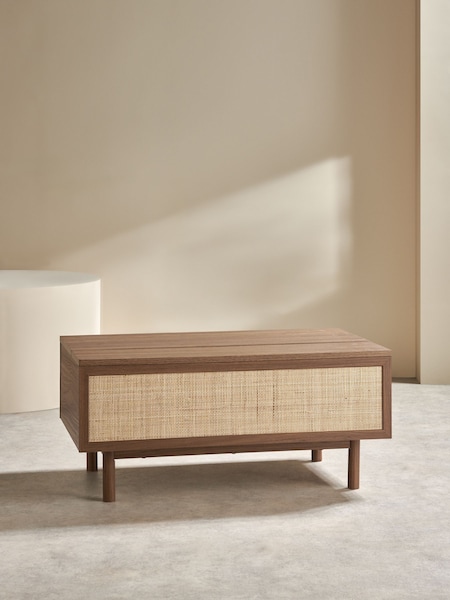 MADE.COM Dark Oak Effect Pavia Rattan Coffee Table to Desk (E94175) | €478