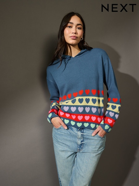 צבעוני - Cosy Soft Touch Knitted Jumper Hoodie (E94202) | ‏117‏₪