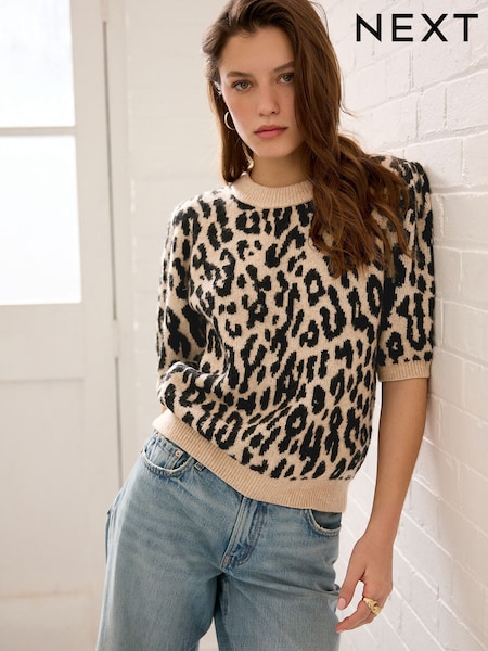 Animal - Soft Touch Short Sleeve Knitted Jumper With Wool (E94207) | ‏103‏₪
