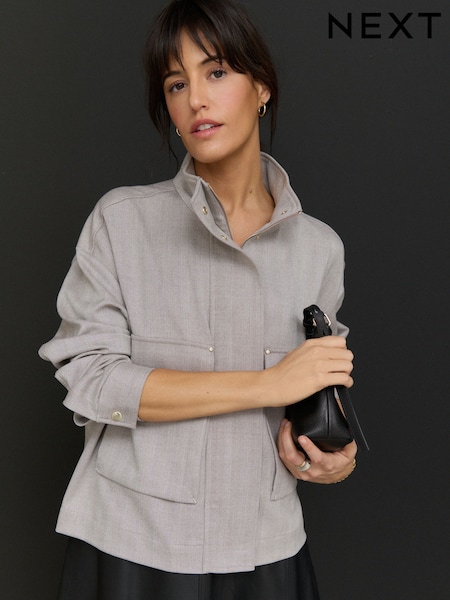 Neutral Funnel Neck Utility Bomber Jacket (E94285) | €32