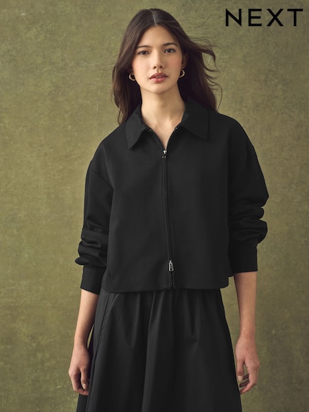Black Double Zip Ponte Jacket (E94287) | €52