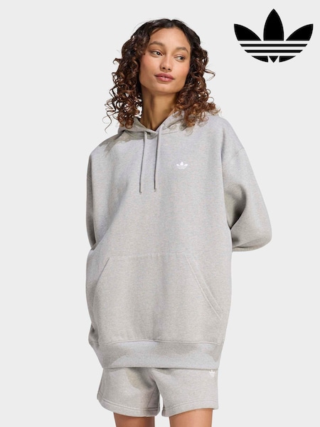 Grey - Adidas Originals Essentials Oversized Fleece Hoodie