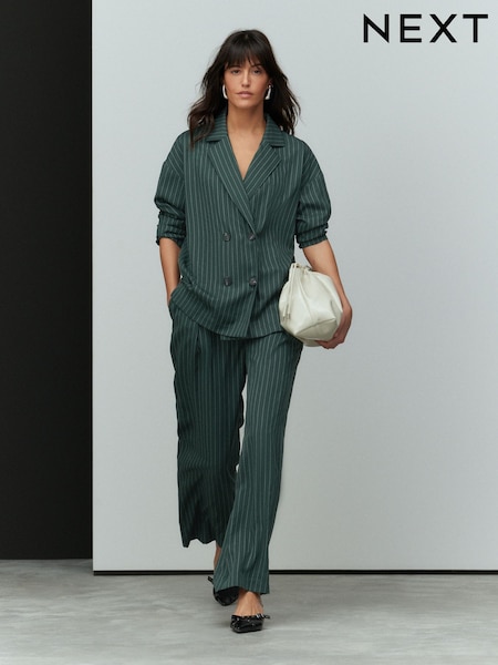 Green Stripe Elasticated Back Wide Leg Trousers (E94293) | €29