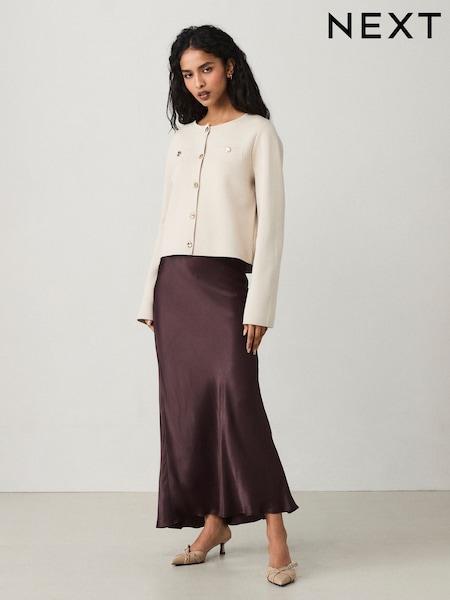 Chocolate Brown Satin Midi Skirt (E94310) | BGN 95