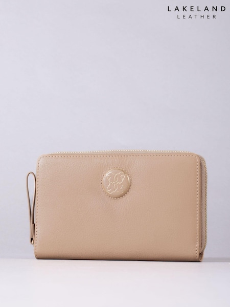 Lakeland Leather Brown Large Icon Embossed Zip Purse (E94317) | $70