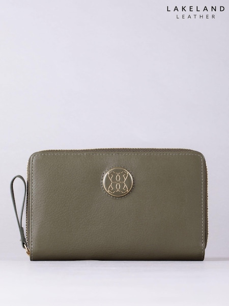 Lakeland Leather Green Large Icon Embossed Zip Purse (E94332) | $70