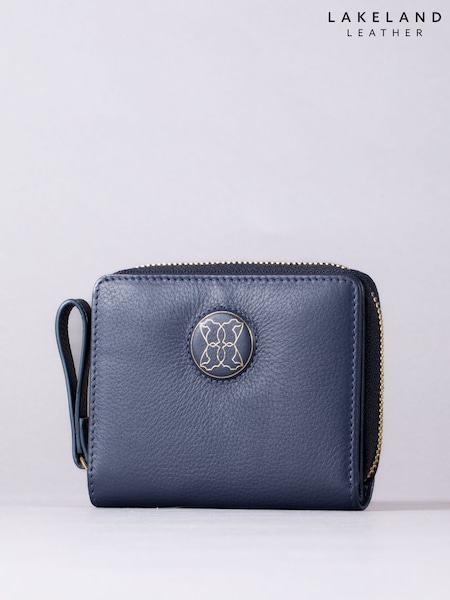 Lakeland Leather Blue Small Icon Embossed Zip Purse (E94341) | €44