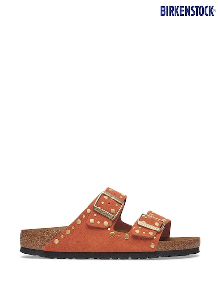 Birkenstock Rust Brown Arizona Rivet Suede Sandals (E94352) | €179
