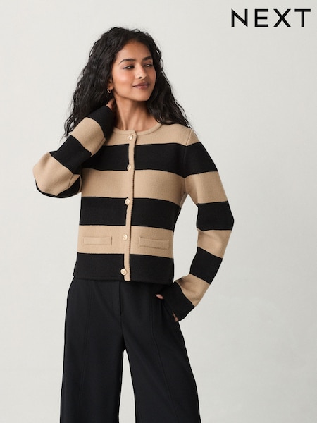 Kamelja črna - Smart Knitted Button Up Cardigan with Wool (E94376) | € 39