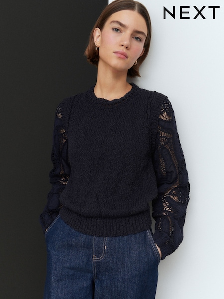 Blue Navy 100% Cotton Broidery Knitted Tank Layer Jumper (E94401) | 1,696 UAH