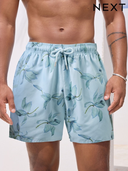 Синий с цветочным принтом - Printed Swim Shorts (E94411) | €23