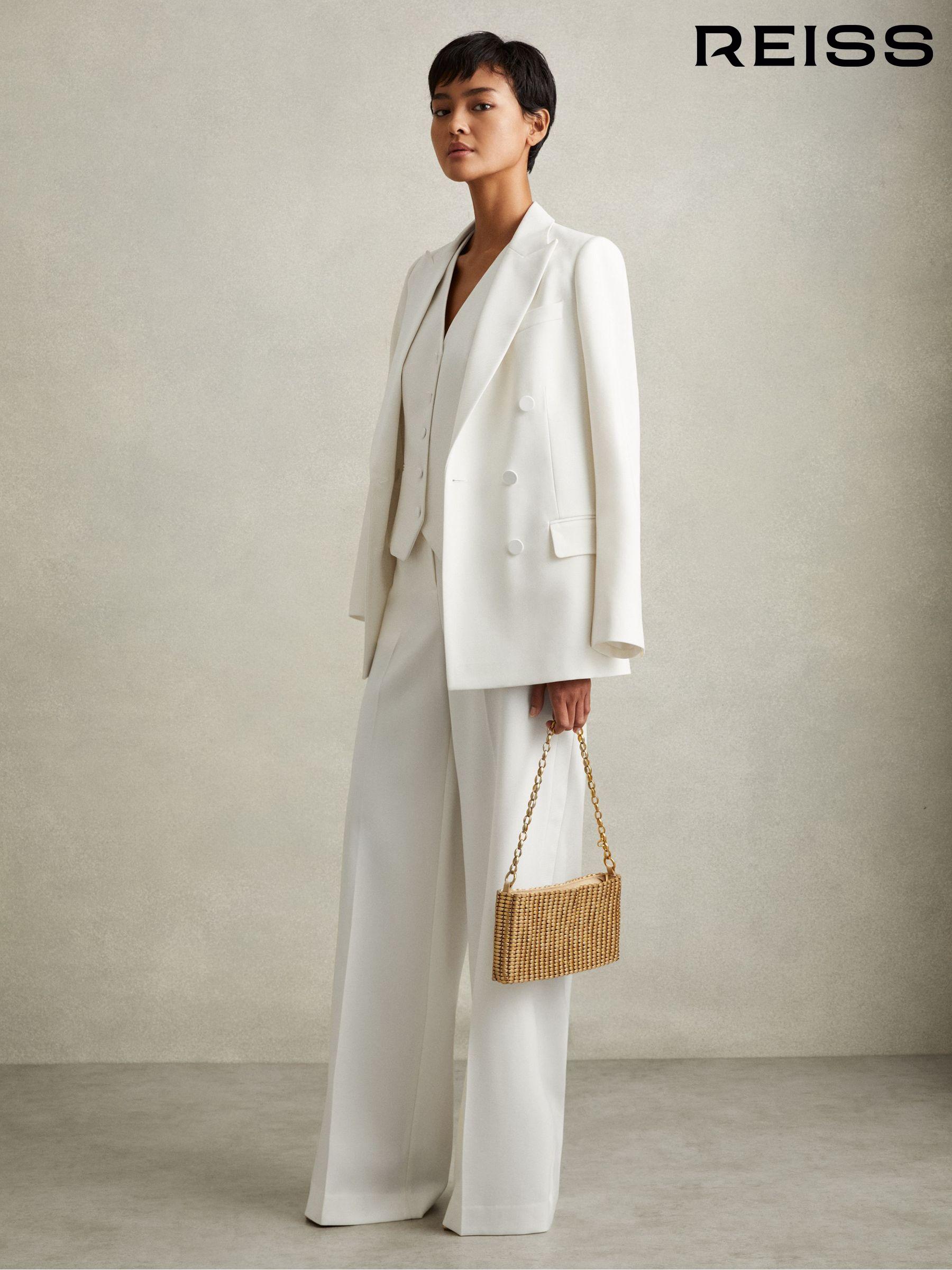 Women's white trouser suit on sale
