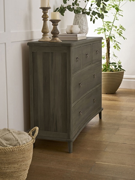 Dark Grey Sadie Solid Mango Wood 5 Drawer Chest of Drawers (E94432) | €875