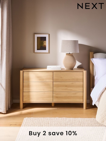 Light Natural Noa Oak Effect 6 Drawer Chest of Drawers (E94435) | €610