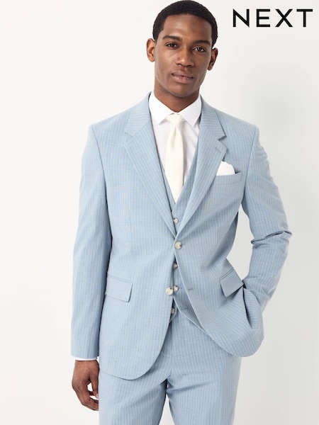 Blue Slim Fit Striped Suit Jacket (E94478) | 440 QAR
