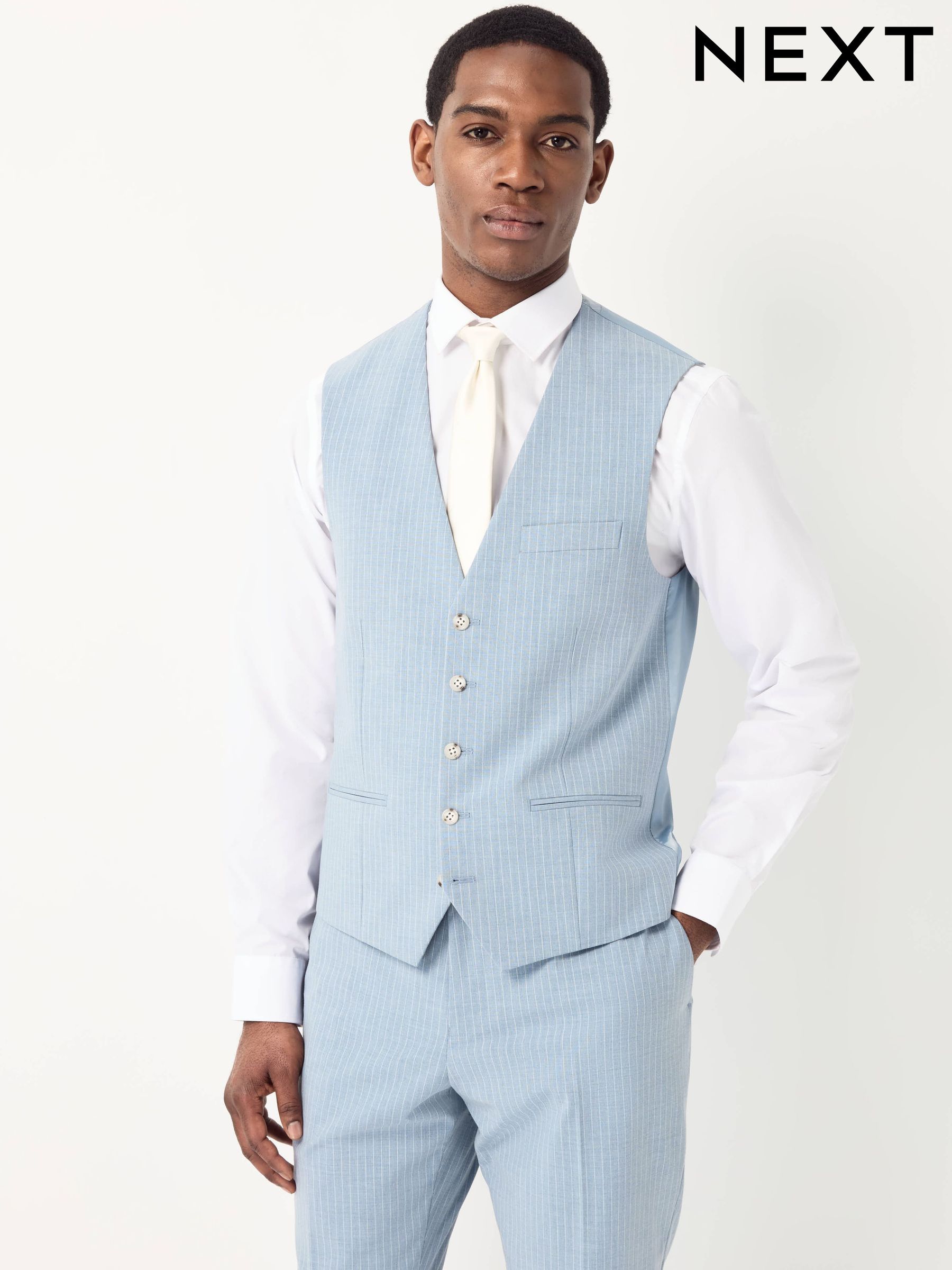 Waistcoats Blue Stripe Sale | Next Oman