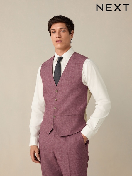Pink Textured Linen Suit Waistcoat (E94492) | €48