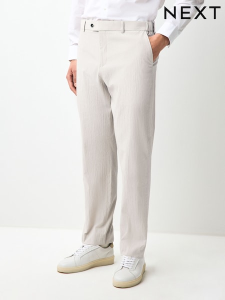 Neutral Slim Fit Striped Seersucker Suit Trousers (E94501) | 247 QAR