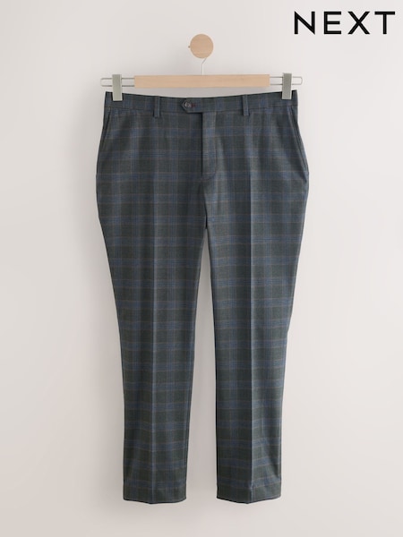 Green Slim Fit Trimmed Check Suit Trousers (E94515) | R$ 480