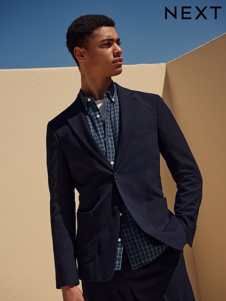 Navy Slim Fit Seersucker Texture Suit Jacket (E94517) | €111