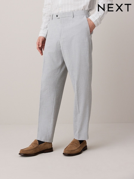 Light Grey Slim Fit Seersucker Texture Suit Trousers (E94520) | €52